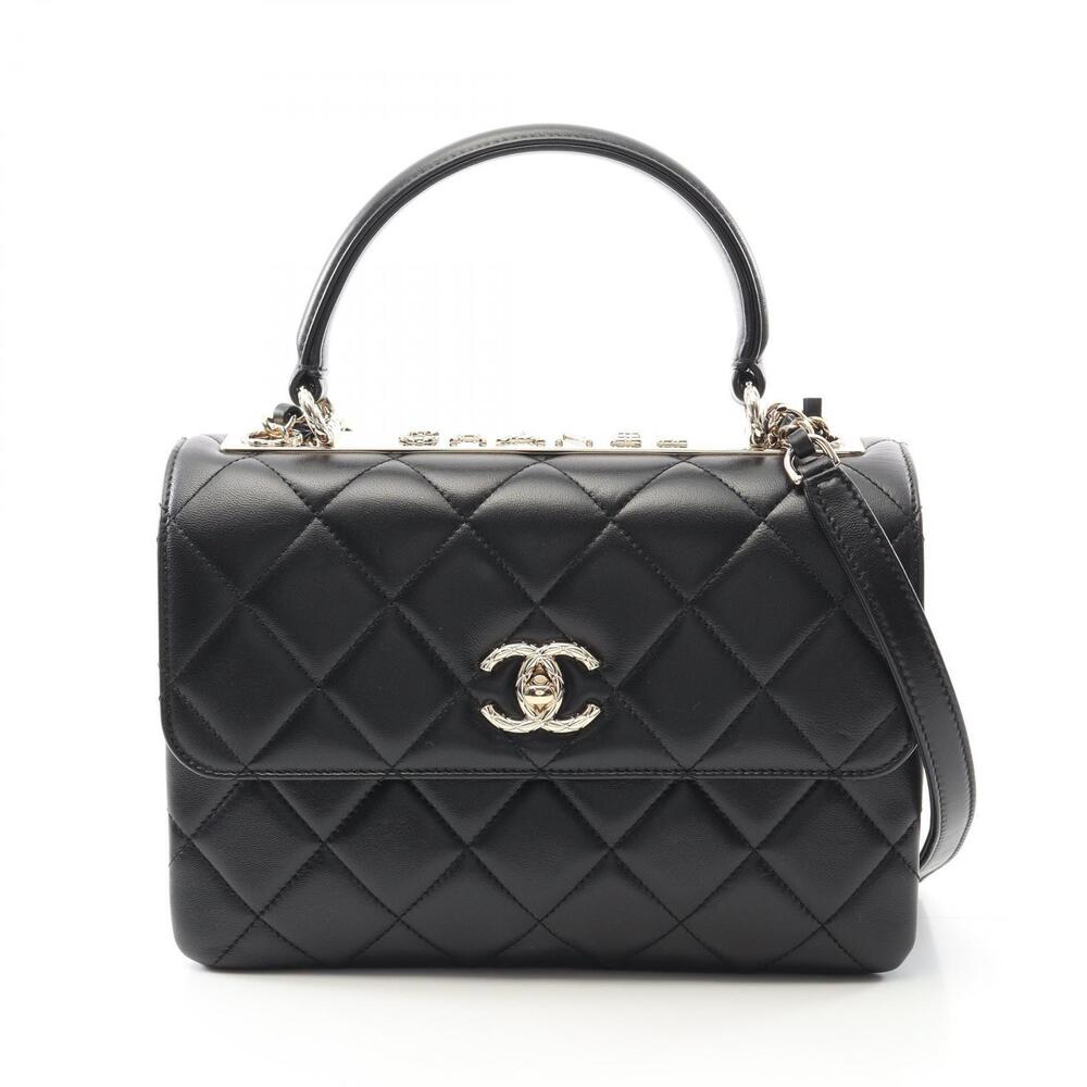 Chanel Trendy CC Top Handle Shoulder Bag Lambskin Sheepskin Black